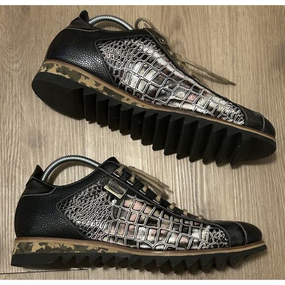 Harris Firenze 2817 Men's Handmade Italy Dress Sneakers Crocodile Print - 9.5 - Picture 1 of 10